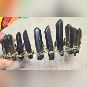 Handmade Mermaid Stone Crown-Blue Purple Irridescent Effect With Silver Base